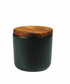 BH ACACIA LID BLACK STONEWARE
