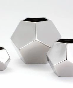 GV SALE SILVER FACETED VASES