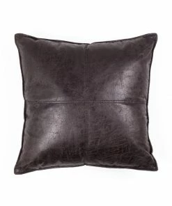 TT MAVERICK VEGAN LEATHER THROW PILLOW - MOCHA COZY UP
