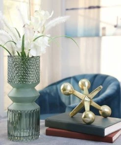 SB MID CENTURY GREEN MALLET VASES