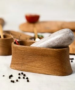 CL OAK MORTAR AND MARBLE PESTLE