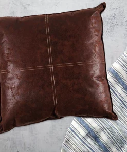TT MAVERICK VEGAN LEATHER THROW PILLOW - MOCHA COZY UP