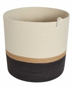 MM JUTE & BLACK COTTON CYLINDER BASKET