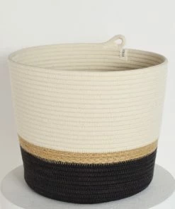 MM JUTE & BLACK COTTON CYLINDER BASKET