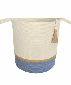 MM JUTE & BLUE-GREY COTTON FLOOR BASKETS (SOUTH AFRICA)