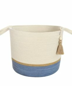 MM JUTE & BLUE-GREY COTTON FLOOR BASKETS (SOUTH AFRICA)