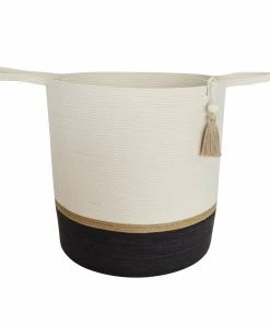 MM BASKETS JUTE & BLACK COTTON FLOOR BASKET