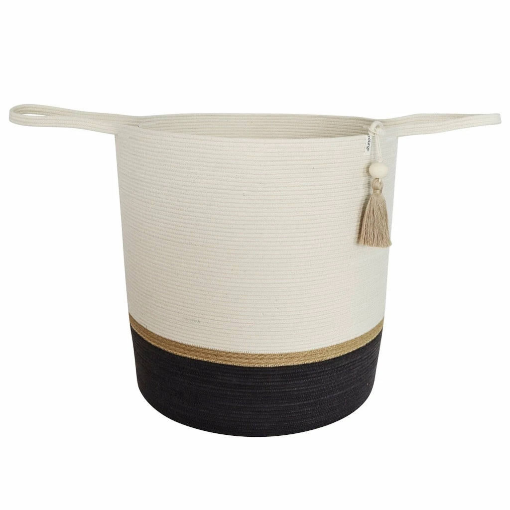 MM BASKETS JUTE & BLACK COTTON FLOOR BASKET 3 MM BASKETS JUTE & BLACK COTTON FLOOR BASKET