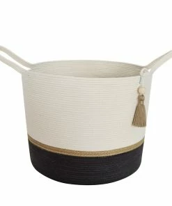 MM BASKETS JUTE & BLACK COTTON FLOOR BASKET 11 MM BASKETS JUTE & BLACK COTTON FLOOR BASKET