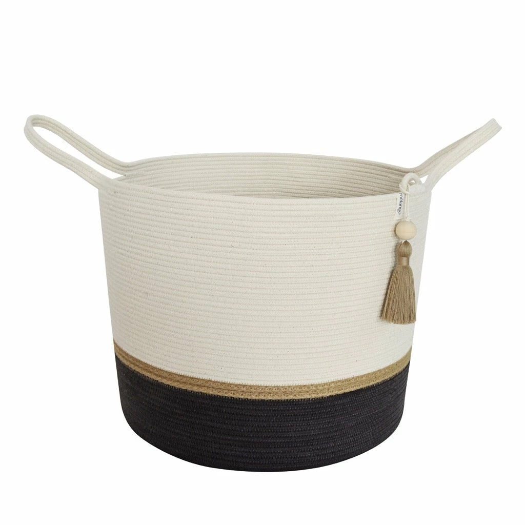 MM BASKETS JUTE & BLACK COTTON FLOOR BASKET 7 MM BASKETS JUTE & BLACK COTTON FLOOR BASKET