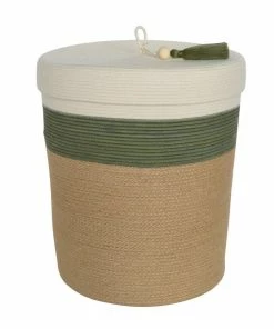 MM OLIVE & JUTE LIDDED LAUNDRY BASKET (SOUTH AFRICA)