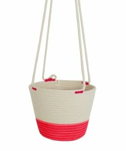 MM PINK & IVORY COTTON HANGING PLANTER (SOUTH AFRICA) FLORA