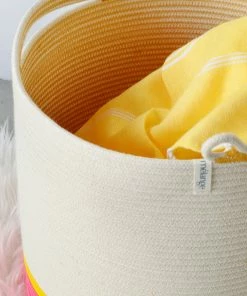 MM PINK & YELLOW COTTON HANDLE CYLINDER BASKET BASKETS 8 MM PINK & YELLOW COTTON HANDLE CYLINDER BASKET BASKETS