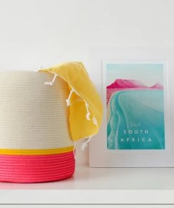 MM PINK & YELLOW COTTON HANDLE CYLINDER BASKET BASKETS 9 MM PINK & YELLOW COTTON HANDLE CYLINDER BASKET BASKETS