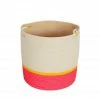 MM BASKETS PINK & YELLOW COTTON HANDLE TALL CYLINDER BASKET 2 MM BASKETS PINK & YELLOW COTTON HANDLE TALL CYLINDER BASKET