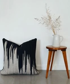 MM BLACK IKAT COTTON THROW PILLOW 8 MM BLACK IKAT COTTON THROW PILLOW