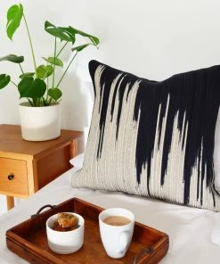 MM BLACK IKAT COTTON THROW PILLOW