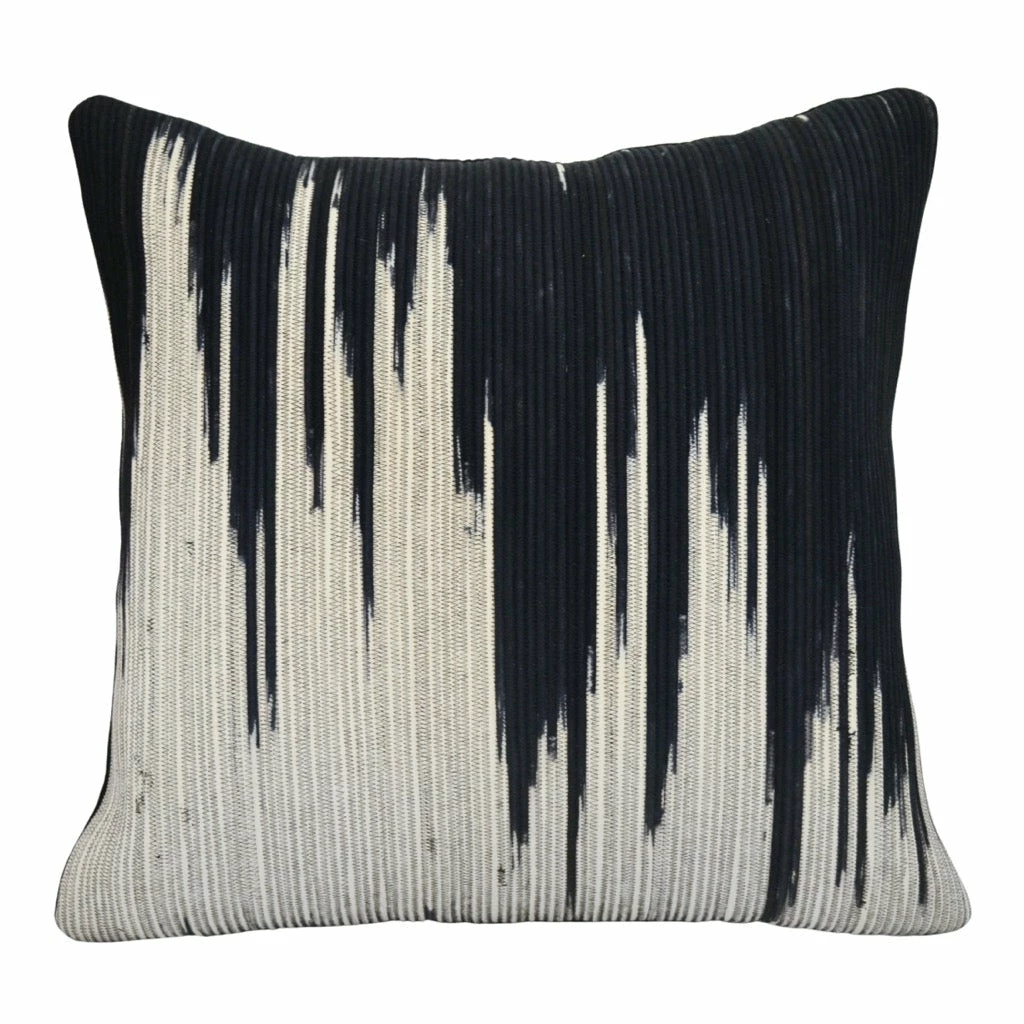 MM BLACK IKAT COTTON THROW PILLOW 3 MM BLACK IKAT COTTON THROW PILLOW