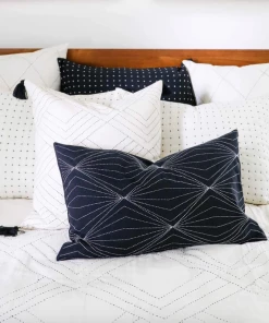 AN BLACK PRISM STITCH THROW PILLOW