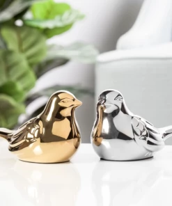 BOHO SILVER FINCH SITTING BIRD