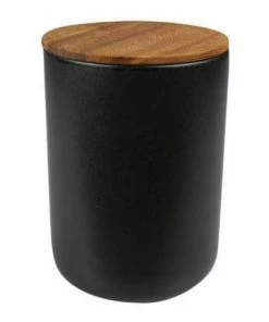 BH ACACIA LID BLACK STONEWARE