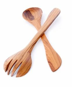 SW OLIVE WOOD CHAPARRAL SALAD SERVING SPOONS (KENYA)