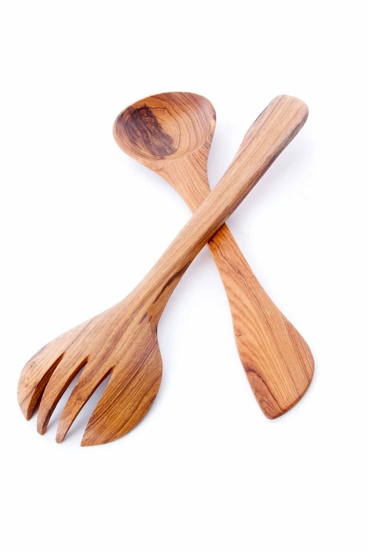 SW OLIVE WOOD CHAPARRAL SALAD SERVING SPOONS (KENYA) 4 SW OLIVE WOOD CHAPARRAL SALAD SERVING SPOONS (KENYA)