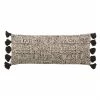 BV BOHO BLACK/NATURAL PATTERNED LUMBAR PILLOW W/ TASSELS