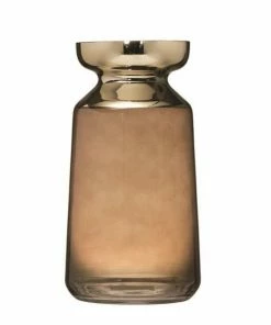 BV BOHO GOLD CUFF AMBER GLASS VASE