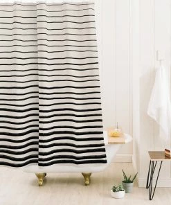 DYD BLACK HORIZONTAL LINES SHOWER CURTAIN