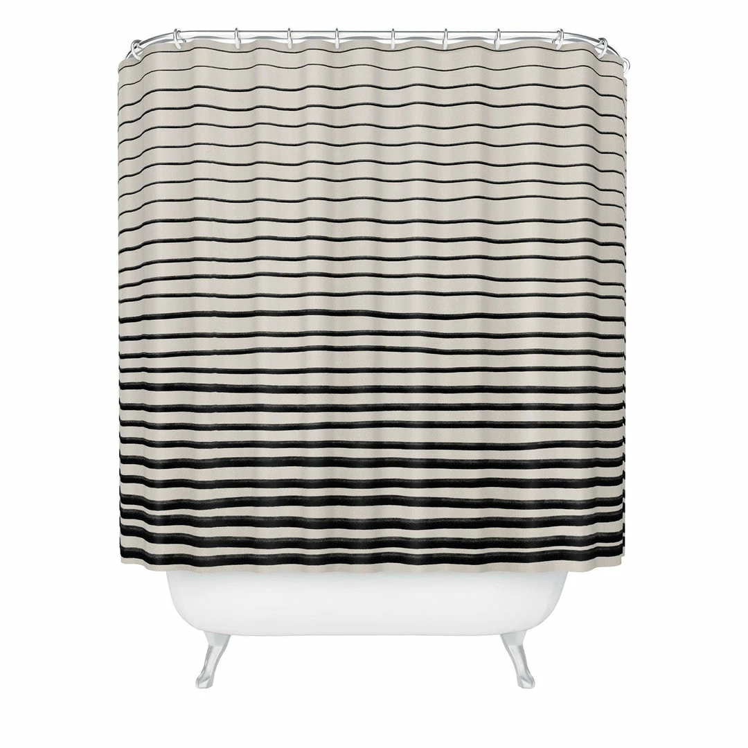 DYD BLACK HORIZONTAL LINES SHOWER CURTAIN 3 DYD BLACK HORIZONTAL LINES SHOWER CURTAIN