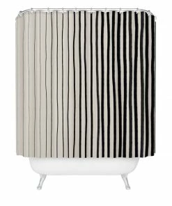 DYD BLACK VERTICAL LINES SHOWER CURTAIN BATH