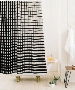 DYD HAND DRAWN GRID SHOWER CURTAIN BATH