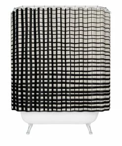 DYD HAND DRAWN GRID SHOWER CURTAIN BATH