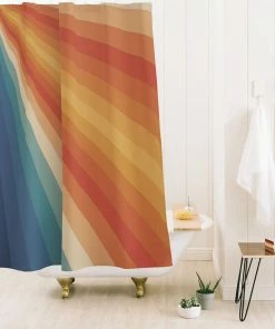 DYD RETRO 70S SUNRAYS SHOWER CURTAIN BATH