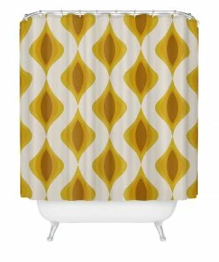 DYD YELLOW ORNAMENTS SHOWER CURTAIN BATH