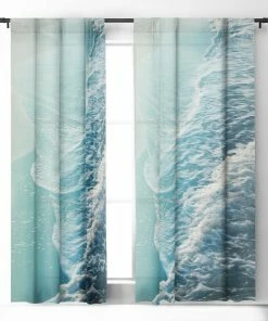 DYD SOFT TURQUOISE OCEAN DREAM WAVES WINDOW CURTAINS