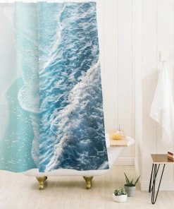 DYD SOFT TURQUOISE OCEAN DREAM WAVES SHOWER CURTAIN