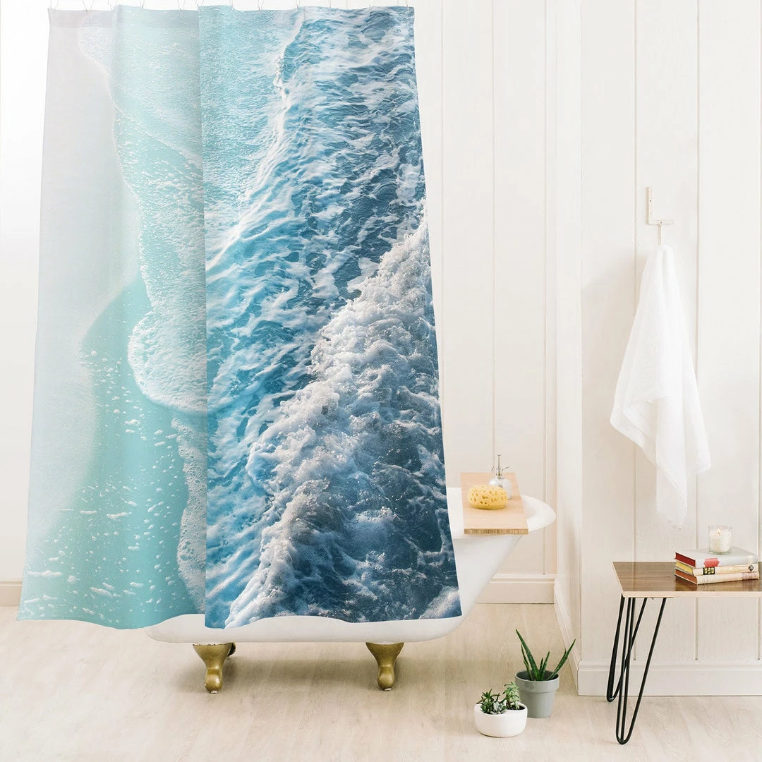 DYD SOFT TURQUOISE OCEAN DREAM WAVES SHOWER CURTAIN 4 DYD SOFT TURQUOISE OCEAN DREAM WAVES SHOWER CURTAIN