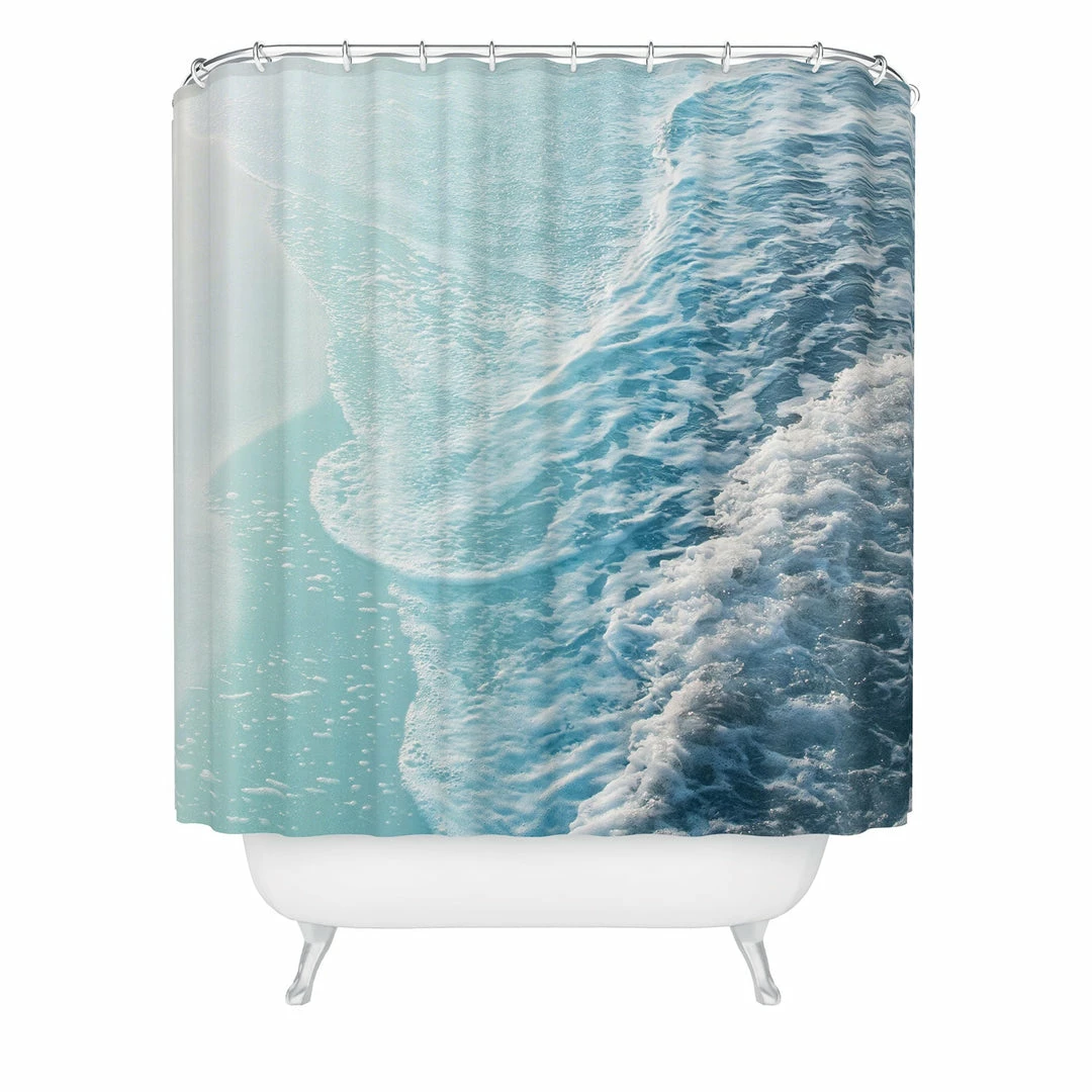 DYD SOFT TURQUOISE OCEAN DREAM WAVES SHOWER CURTAIN 3 DYD SOFT TURQUOISE OCEAN DREAM WAVES SHOWER CURTAIN