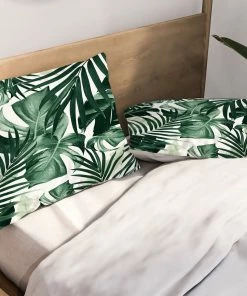 DYD TROPICAL JUNGLE LEAVES 4 PILLOW SHAMS SKY & WATER