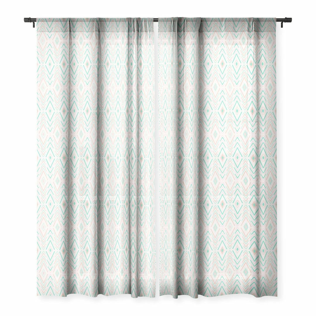 DYD BOHEMIAN DIAMONDS MINT WINDOW CURTAINS 6 DYD BOHEMIAN DIAMONDS MINT WINDOW CURTAINS