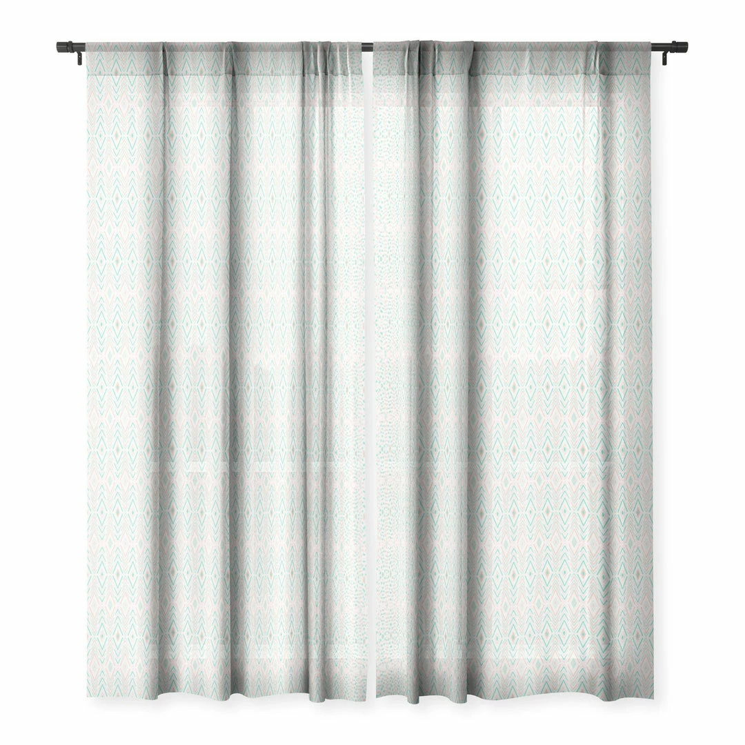 DYD BOHEMIAN DIAMONDS MINT WINDOW CURTAINS 6 DYD BOHEMIAN DIAMONDS MINT WINDOW CURTAINS