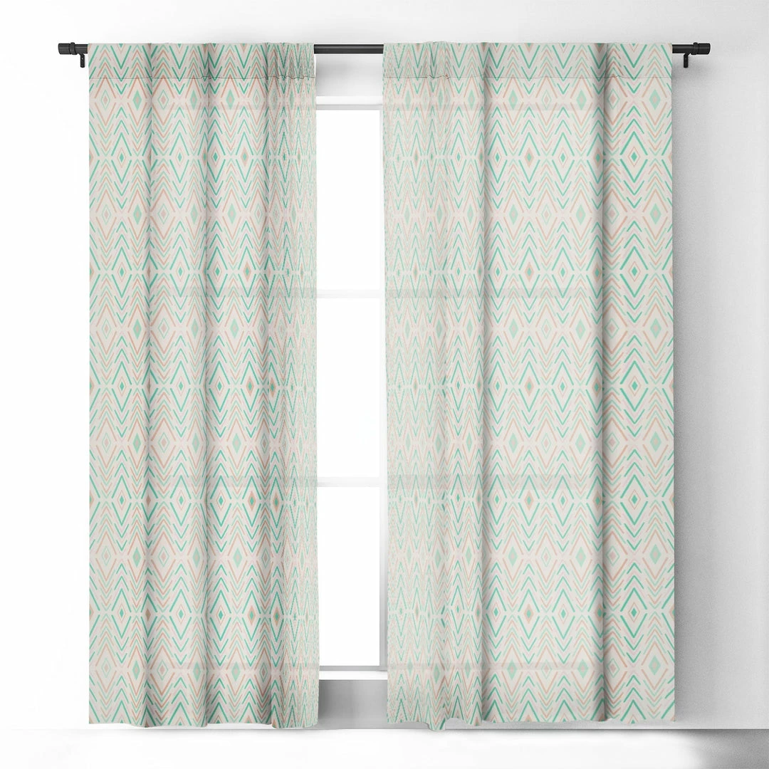 DYD BOHEMIAN DIAMONDS MINT WINDOW CURTAINS 5 DYD BOHEMIAN DIAMONDS MINT WINDOW CURTAINS