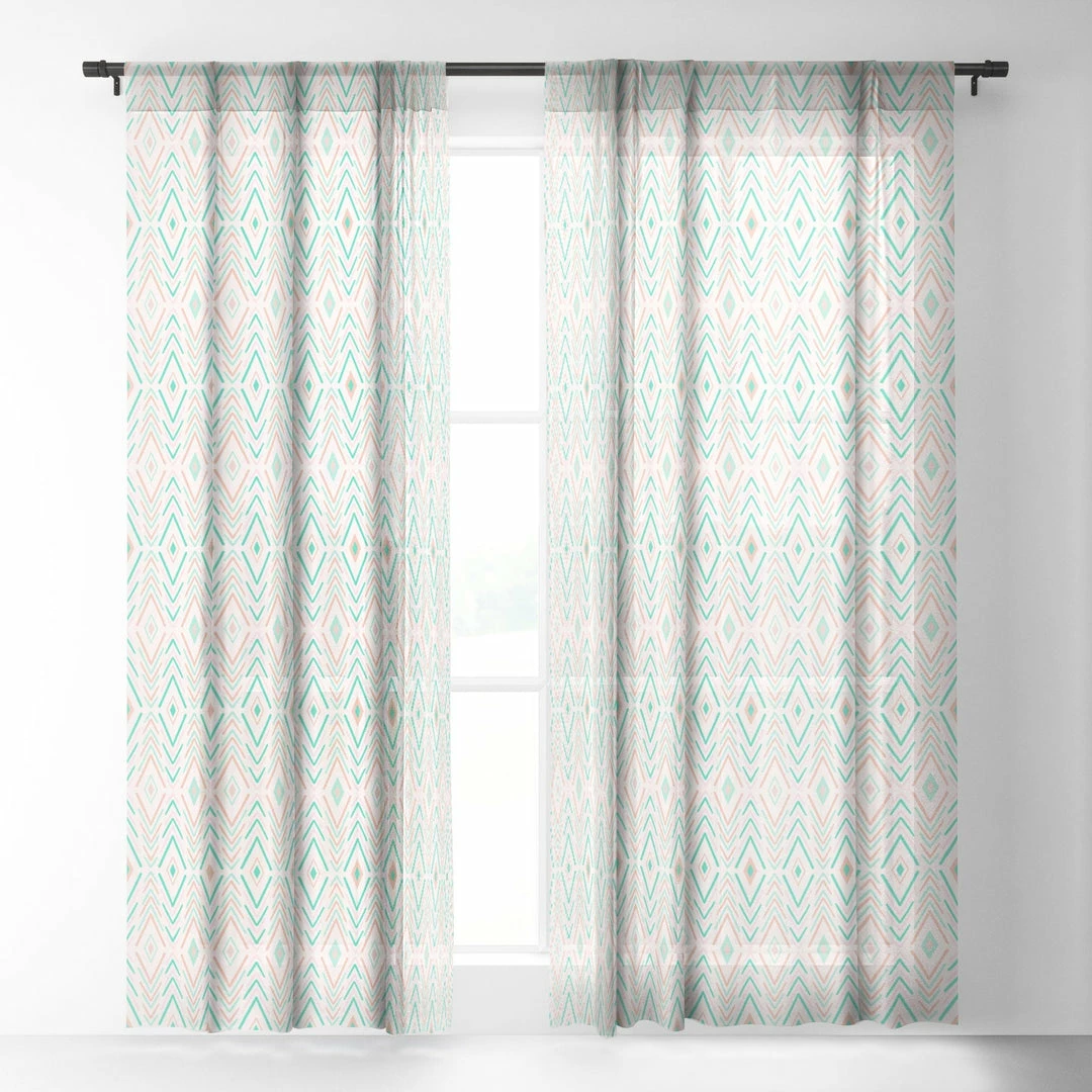 DYD BOHEMIAN DIAMONDS MINT WINDOW CURTAINS 8 DYD BOHEMIAN DIAMONDS MINT WINDOW CURTAINS
