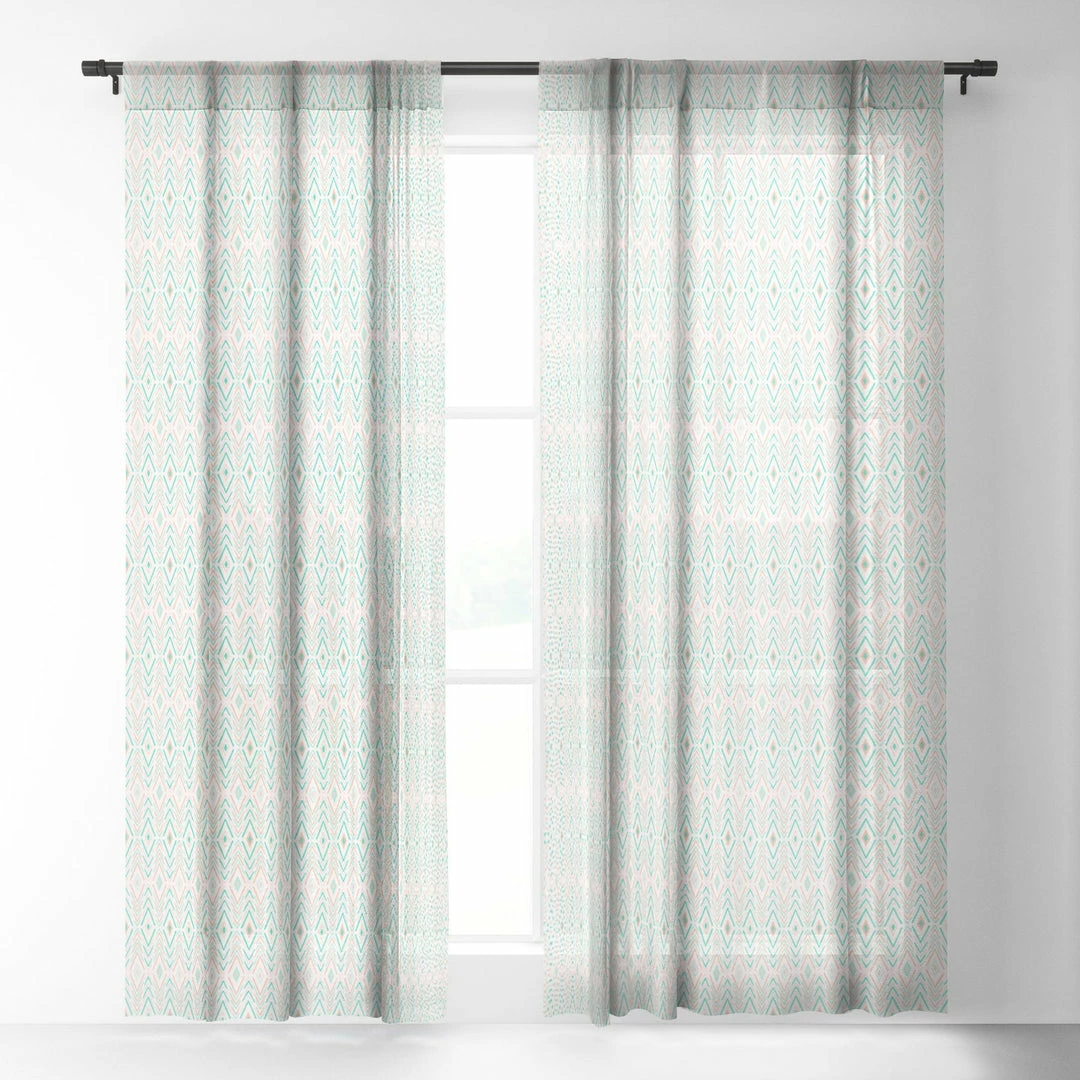 DYD BOHEMIAN DIAMONDS MINT WINDOW CURTAINS 8 DYD BOHEMIAN DIAMONDS MINT WINDOW CURTAINS