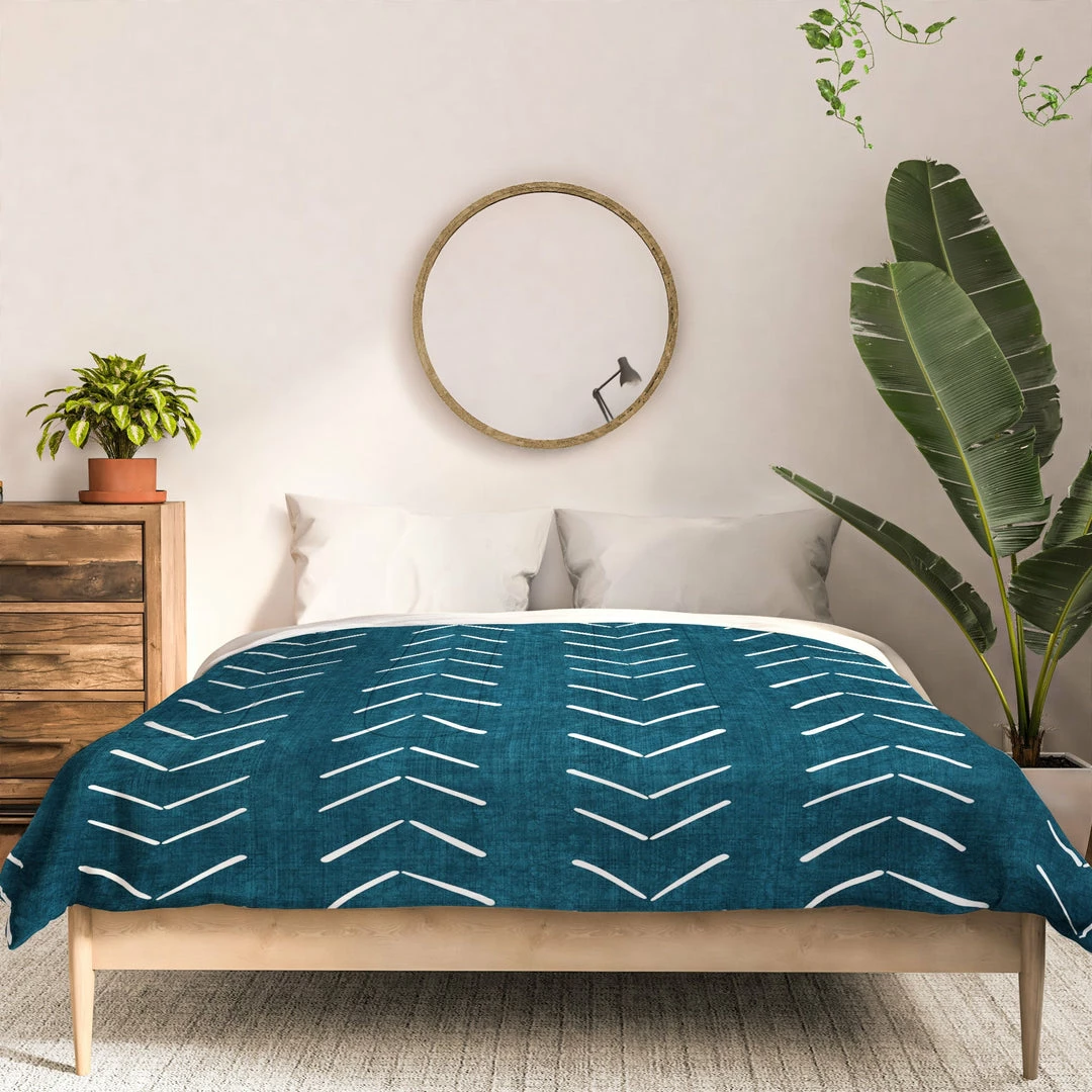 DYD MUD CLOTH BIG ARROWS IN TEAL DUVET / COMFORTER 17 DYD MUD CLOTH BIG ARROWS IN TEAL DUVET / COMFORTER