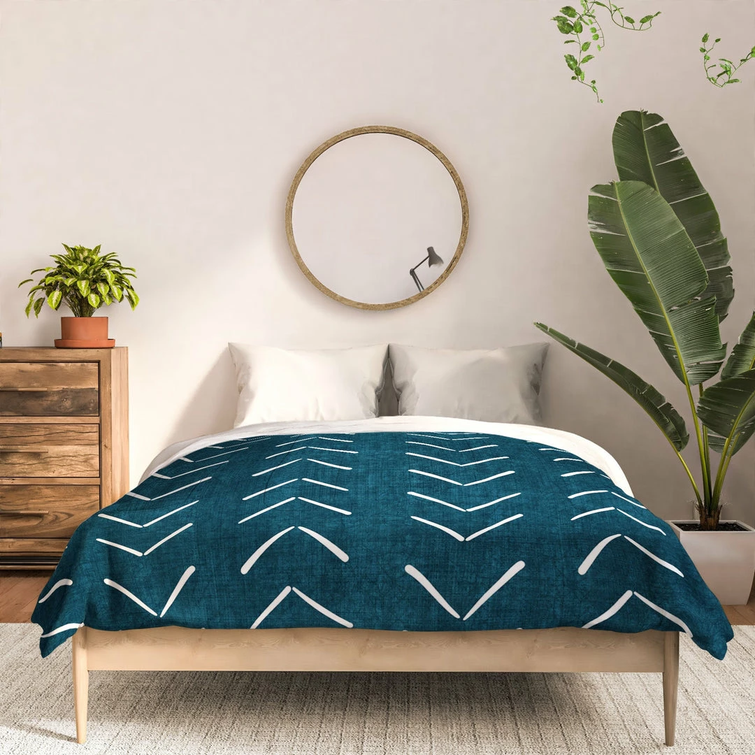 DYD MUD CLOTH BIG ARROWS IN TEAL DUVET / COMFORTER 10 DYD MUD CLOTH BIG ARROWS IN TEAL DUVET / COMFORTER