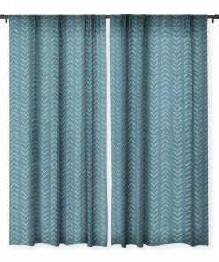 DYD MUD CLOTH BIG ARROWS IN TEAL WINDOW CURTAINS