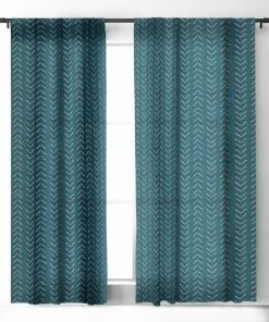 DYD MUD CLOTH BIG ARROWS IN TEAL WINDOW CURTAINS